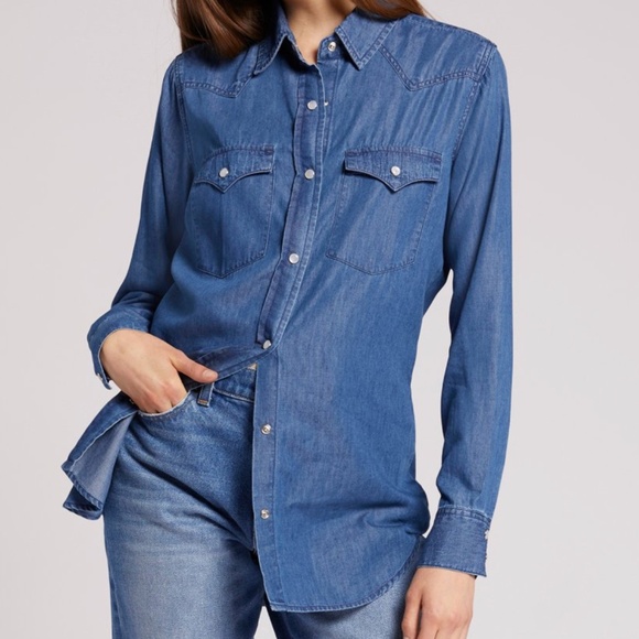 Current/Elliott THE TREASURE DENIM SHIRT, Color: ENDEARED BLUE, Size: M - Picture 1 of 7